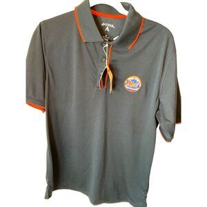 Antigua New York Mets Baseball Polo Shirt Navy w/Orange Trim Medium Style Elite‎